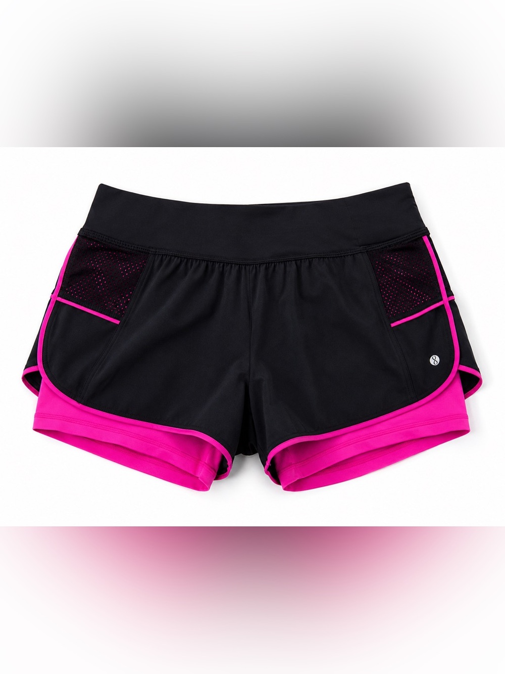 Layer 8 Women’s 2-in-1 Qwick-Dry Running Shorts Black Pink Size Large